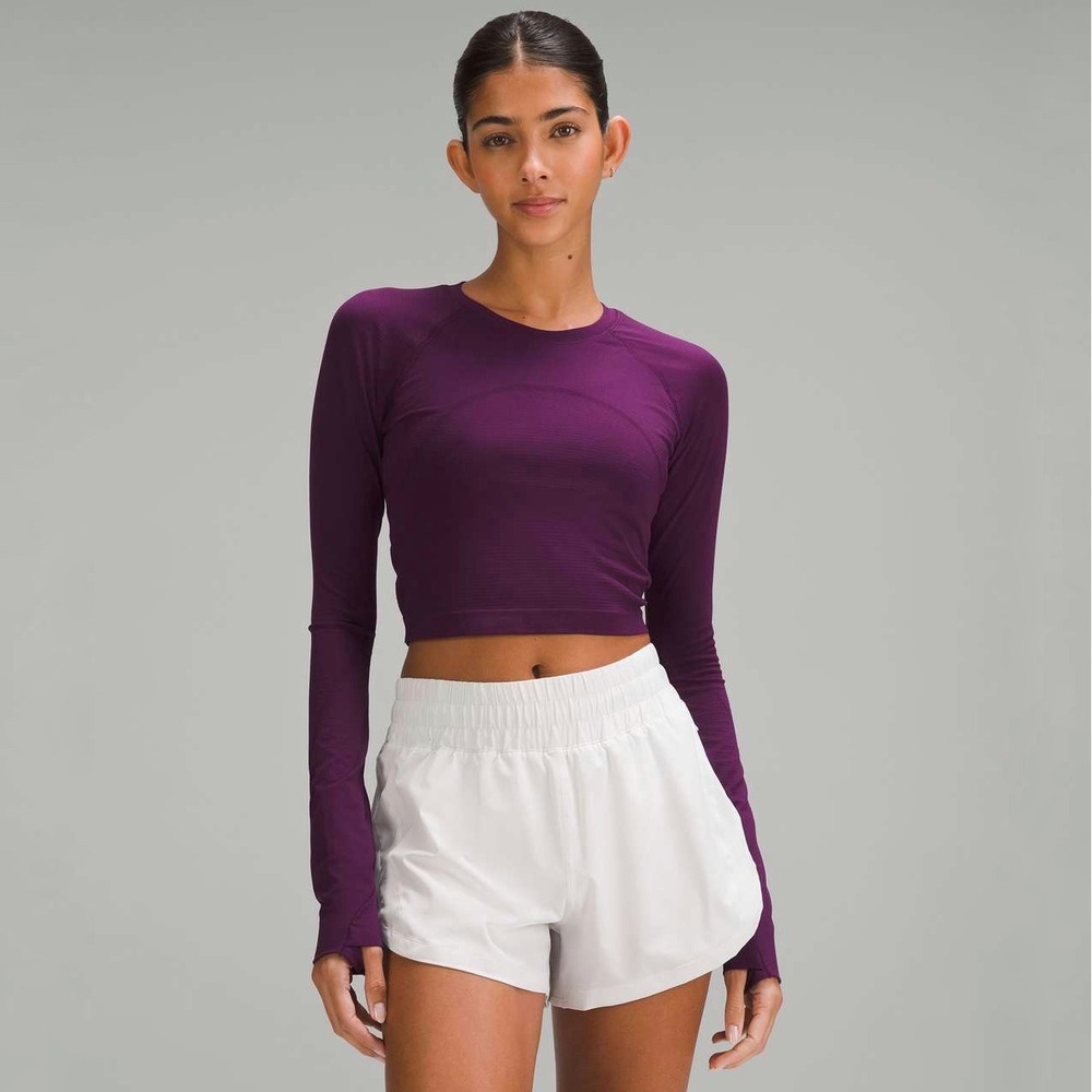 Lululemon |‎ Swiftly Tech Cropped Long Sleeve Shirt 2.0 Dramatic Magenta Size 2
